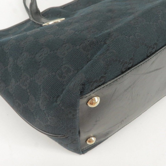 💎✨BEAUTIFUL✨💎 GUCCI Tote Bag Black GG Canvas Leather - Picture 9 of 16